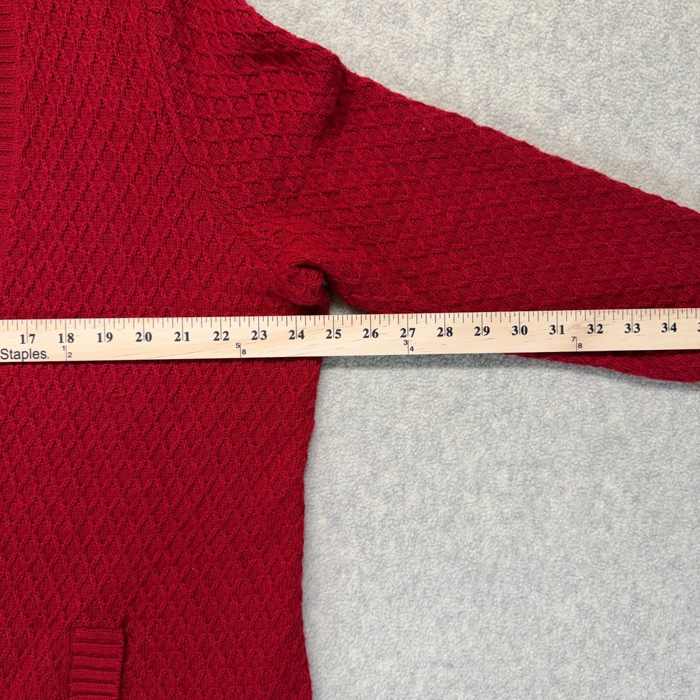 Talbots Womens Cardigan Sweater Red Long Sleeve Open Front Ribbed Knitted 2X - Picture 9 of 11